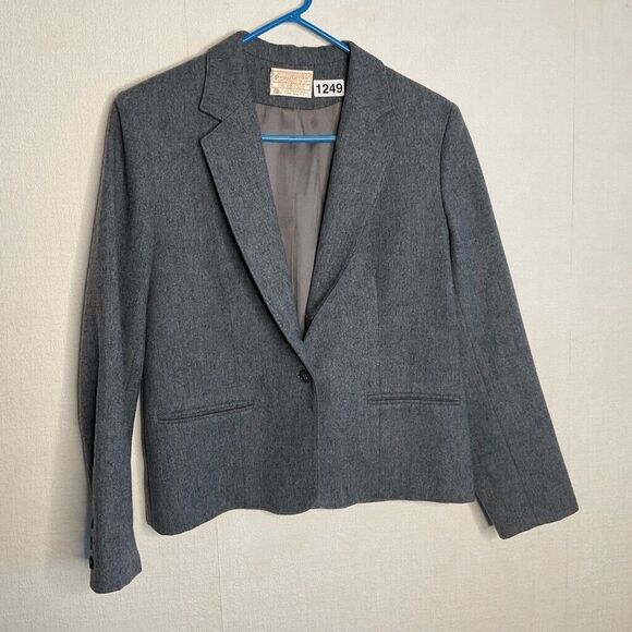 Pendleton Woolen Mills Womens Size 10 Gray Virgin Wool One Button Blazer Jacket - Picture 4 of 9